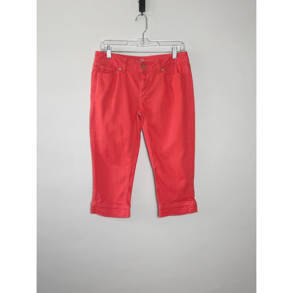 Simply‎ Vera Vera Wang Denim Capris Pants 6P Coral Stretch Cropped Casual Summer